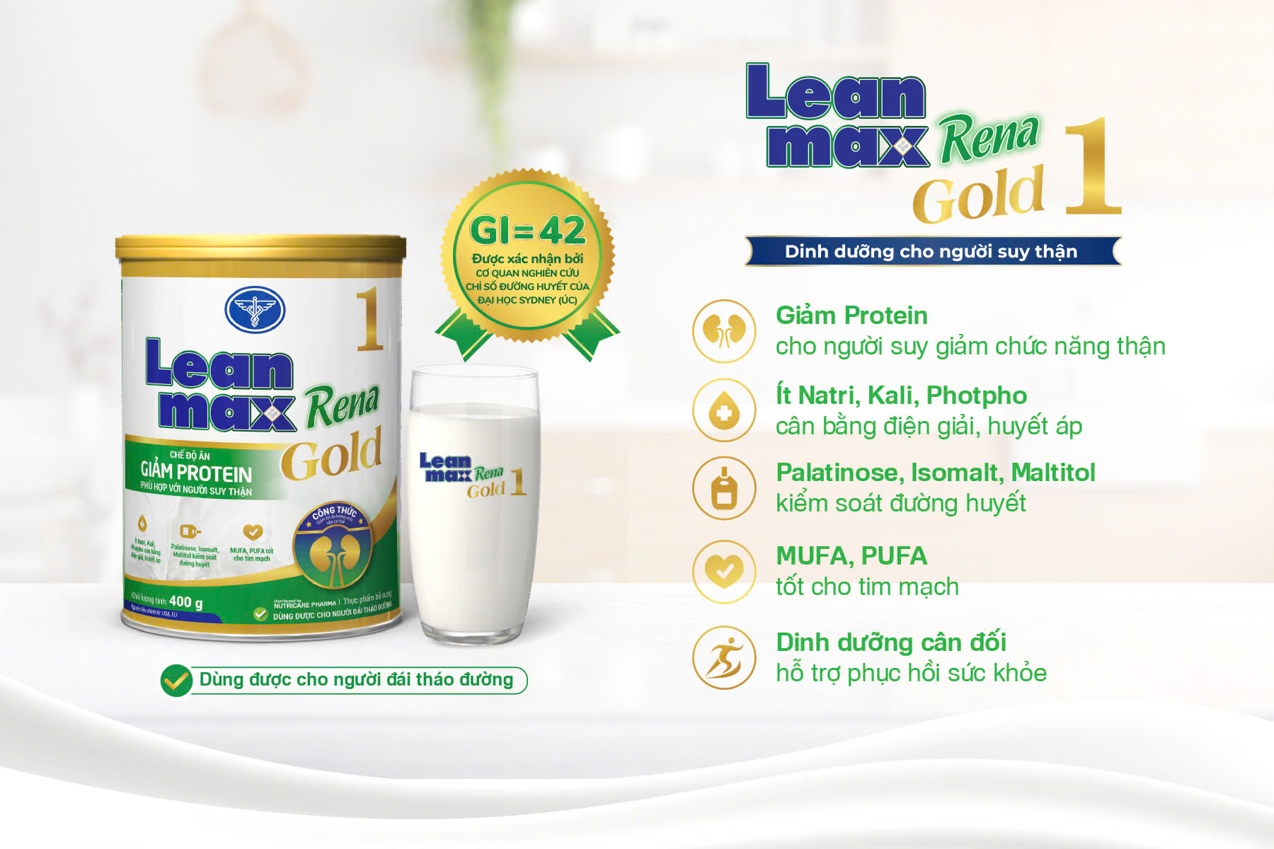 Hình 3: Leanmax Rena Gold 1– Sữa chuyên biệt cho người bị tiểu đường suy thận